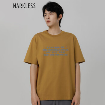 Markless T恤男士2023夏季纯棉短袖潮流反光印花半袖 TXB3665M落日黄M