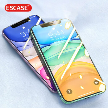 PLUS会员：ESCASE 苹果11/XR钢化膜 iphone11/XR手机钢化膜 高清无白边非全屏覆盖手机玻璃前贴膜