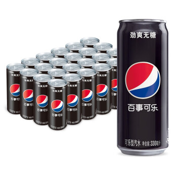 pepsi 百事 可乐 无糖 330mLx24听 细长罐 碳酸饮料 Pepsi出品 新老包装随机发