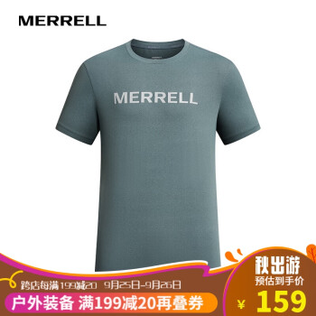 MERRELL 迈乐 男款户外休闲短袖T恤上衣速干透气宽松舒适棉质百塔短袖