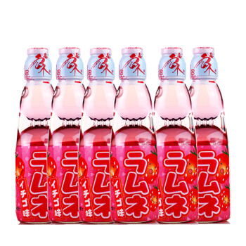 Hata 哈达矿泉 日本原装进口 哈达牌草莓味 网红波子汽水 哈塔弹珠汽水 6瓶装