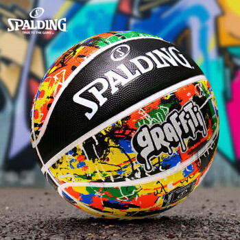 SPALDING 斯伯丁 Graffti涂鸦系列 橡胶篮球 84-372Y 彩色/黑色 7号/标准