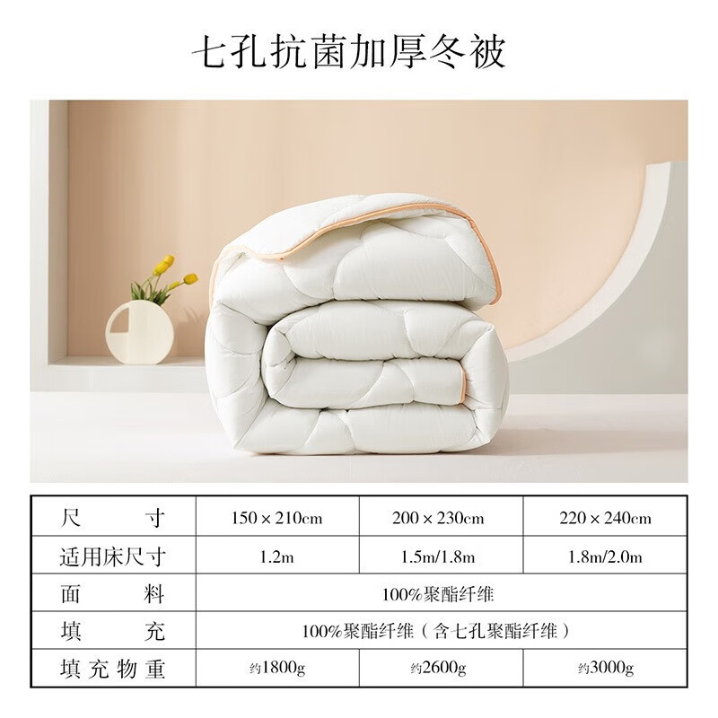 BLISS 百丽丝 A类七孔透气抗菌加厚冬被 220cm×240cm 99.4元（双重优惠）