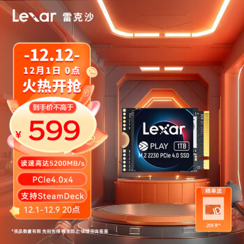 Lexar 雷克沙 M.2 NVMe台式笔记本硬盘 1TB 电竞娱乐PCIe 4.0x4