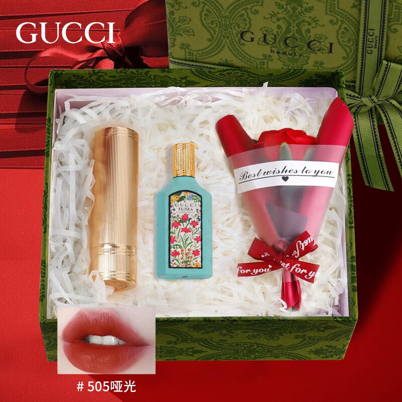 京东百亿补贴：古驰（GUCCI）口红礼盒 金管505哑光+栀子花香水5ml 326.00元