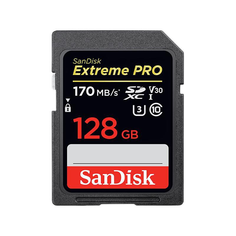 有券的上：SanDisk 闪迪 Extreme PRO 至尊超极速系列 SD存储卡 128GB（UHS-I、V30、U3） 券后188元