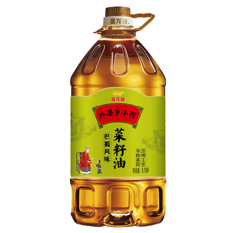 金龙鱼 食用油 非转基因 外婆乡小榨巴蜀风味菜籽油6.18L 104.41元