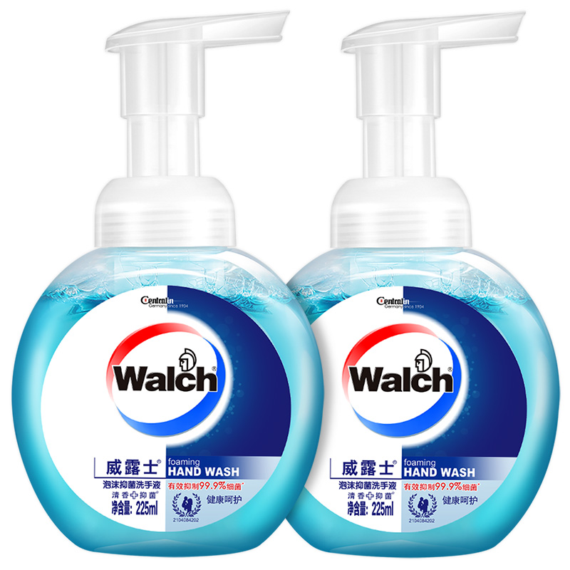 限移动端：Walch 威露士 泡沫洗手液 健康呵护225ml×2 抑菌消毒99.9% 泡沫丰富易冲洗 24.9元