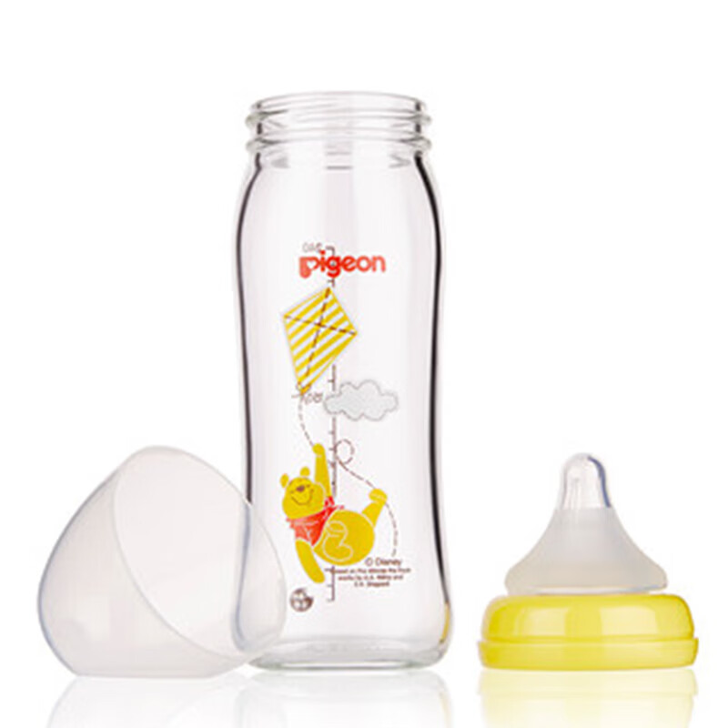 Pigeon 贝亲 宽口径婴儿玻璃奶瓶 维尼240ML带M奶嘴*3件 121.7元包邮，合40.56元/件