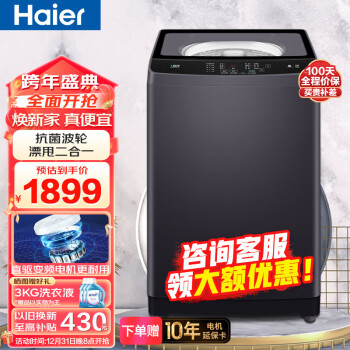 Haier 海尔 全自动洗衣机波轮家用10公斤大容量直驱变频节能省电低噪 XQB100-BZ216J