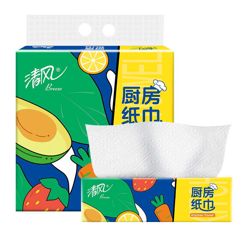 Breeze 清風 廚房用紙 抽紙 一次性 吸水紙吸油紙 76張*6包大尺寸 券后9.66元