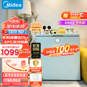 Midea 美的 复古时光冰柜 202升-30℃锁鲜减霜节能家用囤货冰柜 电子控温单温母乳小冷柜 BD/BC-202KMT(E)