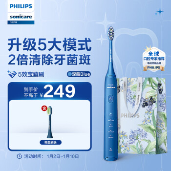 PHILIPS 飛利浦 Sonicare聲波震動(dòng)牙刷系列 HX2471/01 電動(dòng)牙刷 深藍(lán)色