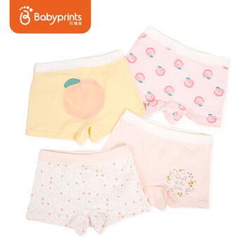 Babyprints 女童內(nèi)褲小女孩短褲平角兒童內(nèi)褲中大童四角底褲女寶寶內(nèi)褲 4條裝 130