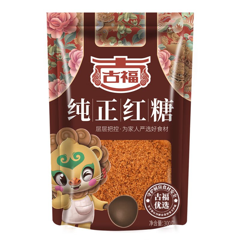 GUFU 古福 純正紅糖300g 甘蔗紅糖 沖調(diào)飲品 5.8元