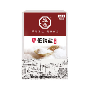 淮盐 食用盐低钠盐未加碘盐480g家用细盐巴深井岩盐