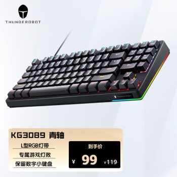 ThundeRobot 雷神 KG3089 幻彩版 89键 有线机械键盘 黑色  国产青轴 RGB