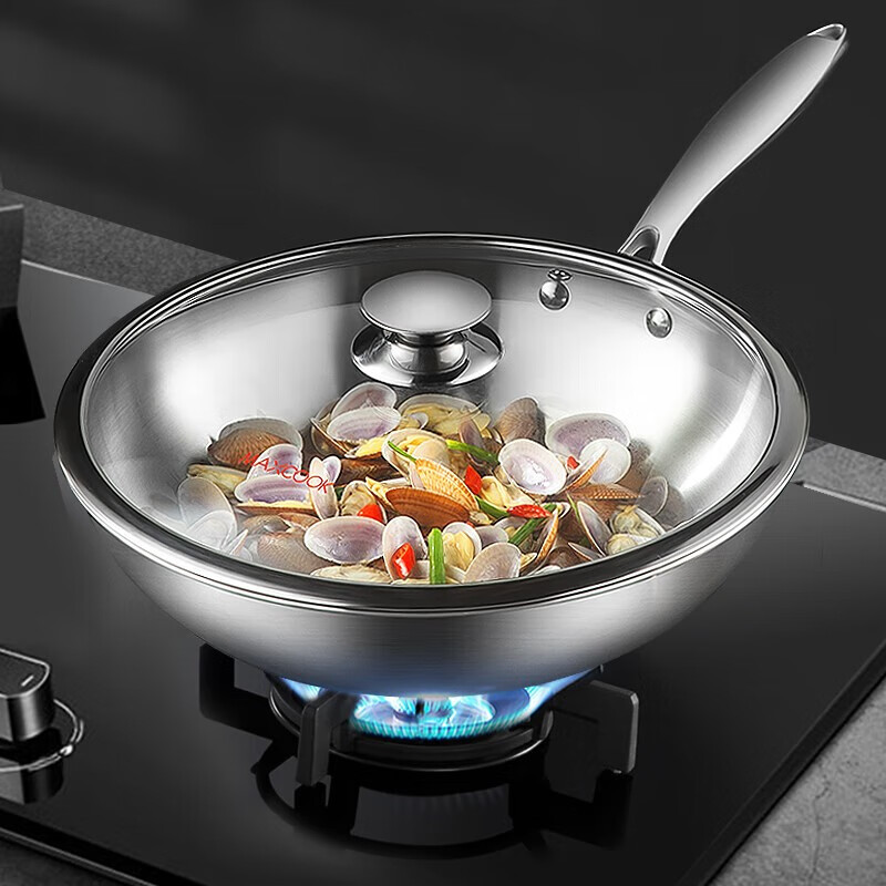 MAXCOOK 美廚 炒鍋 燃?xì)饷簹庠铍姶艩t通用 30cm304不銹鋼MCLP-613 289元