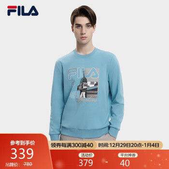 FILA 斐樂 官方男子衛(wèi)衣2023秋季針織套頭衫寬松休閑印花長袖上衣男