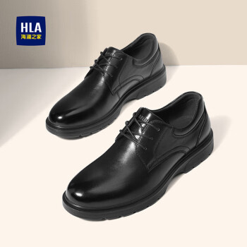 HLA 海澜之家 皮鞋男士正装皮鞋商务时尚增高德比鞋HAAPXM3AC90187 黑色41