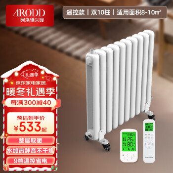 阿洛德 水暖取暖器注水暖气片家用电加热水暖取暖器钢制水电暖散热器 遥控双10柱-供热8-10㎡