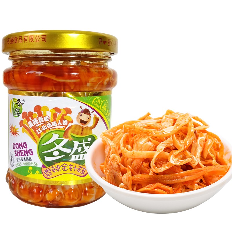 冬盛 麻辣零食小吃 香辣金针菇175g*6瓶/箱 35.04元