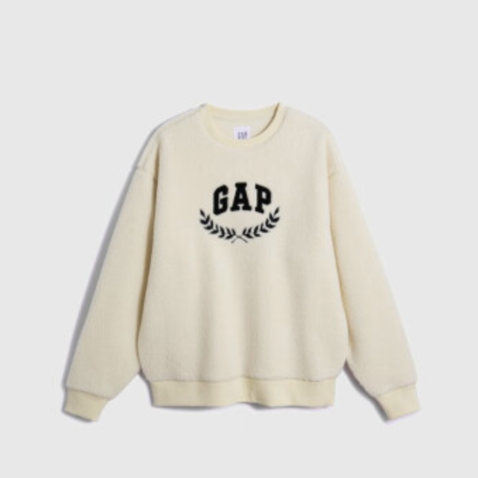 Gap 蓋璞 LOGO仿羊羔絨寬松廓形衛(wèi)衣 179元