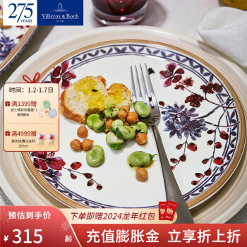 德国唯宝 Villeroy&Boch）艺普罗旺斯薰衣草系列 进口陶瓷家用米饭碗 精致餐盘深盘 汤碗 沙拉盘 22cm