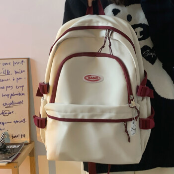 Landcase 书包女大容量可爱背包初高中大学生休闲双肩包电脑包 1569红白