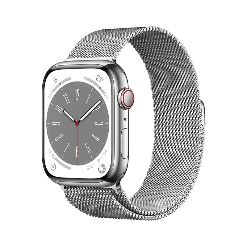 Apple 苹果 Watch Series 8 智能手表 45mm GPS+蜂窝网络款 银色不锈钢表壳 银色米兰尼斯表带 4199元