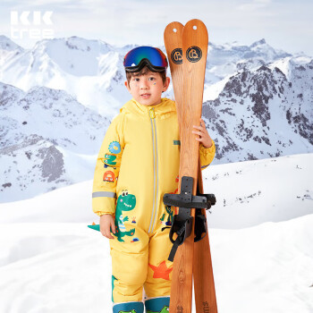 kocotree kk树 儿童滑雪服连体 黄色小恐龙 单滑雪服S