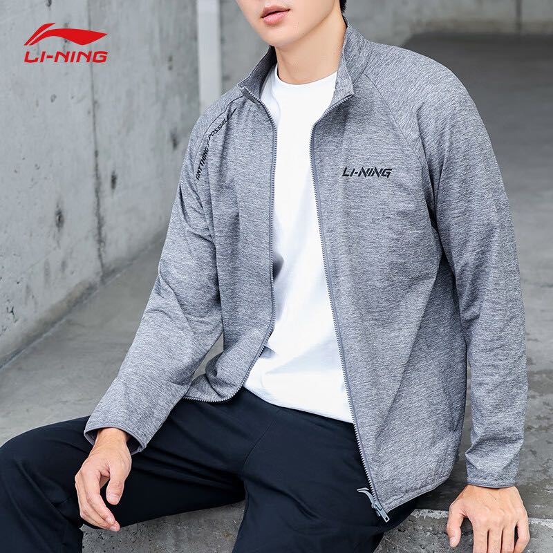 LI-NING 李寧 衛(wèi)衣男秋冬款運動外套訓(xùn)練系列抗菌休閑跑步寬松開衫情侶款運動服 混色中花灰 L 99元