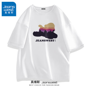 JEANSWEST 真维斯 短袖男春夏季重磅纯棉复古港风休闲上衣男士学生潮流百搭半袖