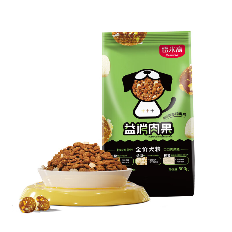 京东PLUS：RAMICAL 雷米高 益消肉果全价犬粮 500g 券后6.11元