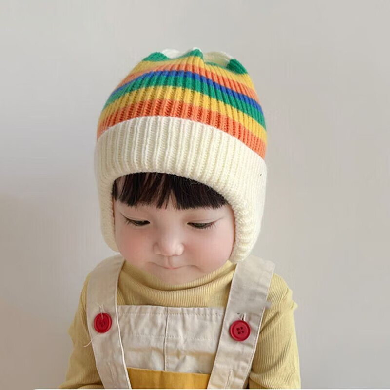 彩虹房子 儿童彩色毛线帽 头围约 40-50cm 券后9.9元