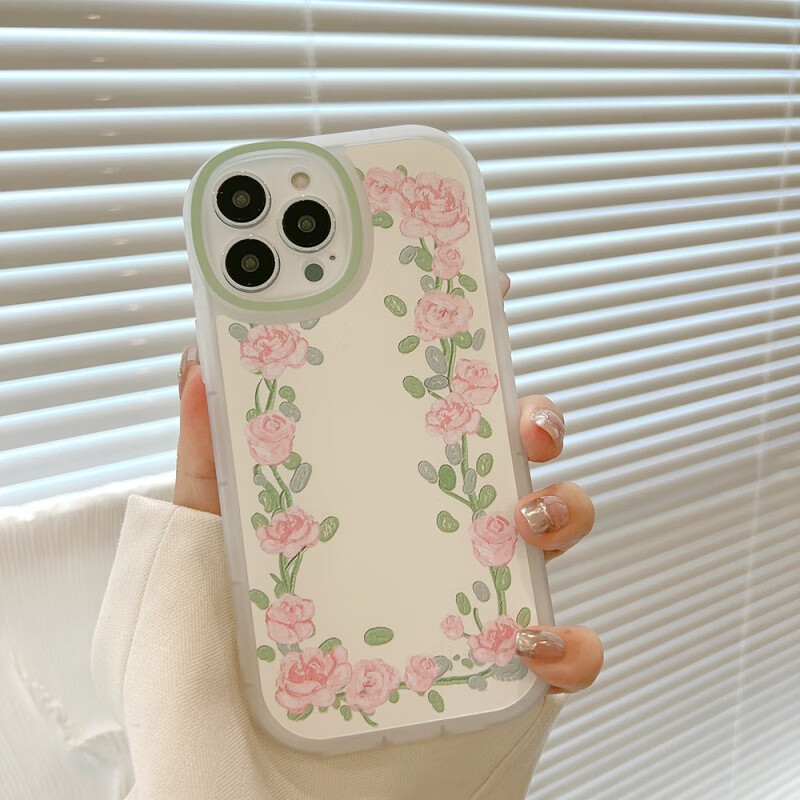 FlowerPig 草莓花朵15适用iphone14pro max苹果11手机壳12女xr保护13套X 透白 粉玫瑰 15promax 券后9.9元