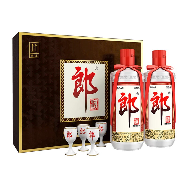 LANGJIU 郎酒 郎牌郎酒 醬香型白酒 53度 500ml*2瓶 禮盒裝 年貨送禮 396.55元