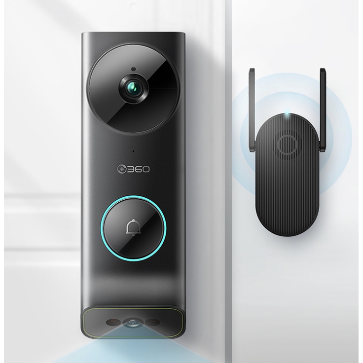 360 可视门铃双摄5Max家用监控双摄像头智能摄像机 2.5K智能门铃电子猫眼无wifi +32G+ 439元