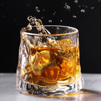 极度空间 洋酒杯酒杯旋转威士忌杯玻璃杯冰川杯山岩款旋转160ml单个装