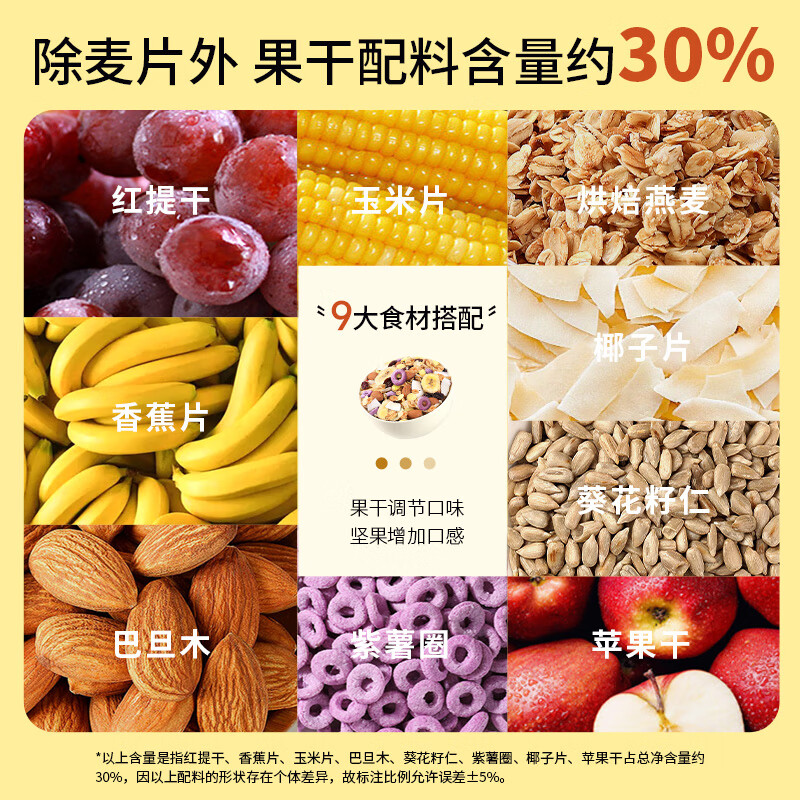 YUZIFANG 雨子坊 坚果水果烘焙燕麦片 500g 10.92元