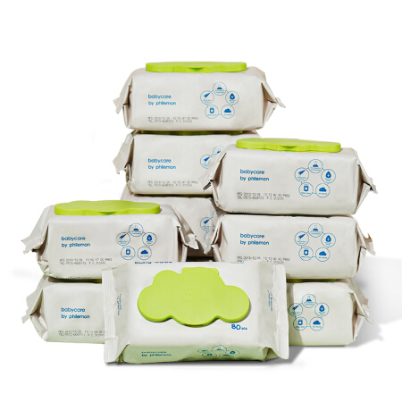 babycare 婴儿手口湿巾新生儿湿纸巾宝宝带盖大包装 3150绿盖湿巾 80抽*5包 45.05元