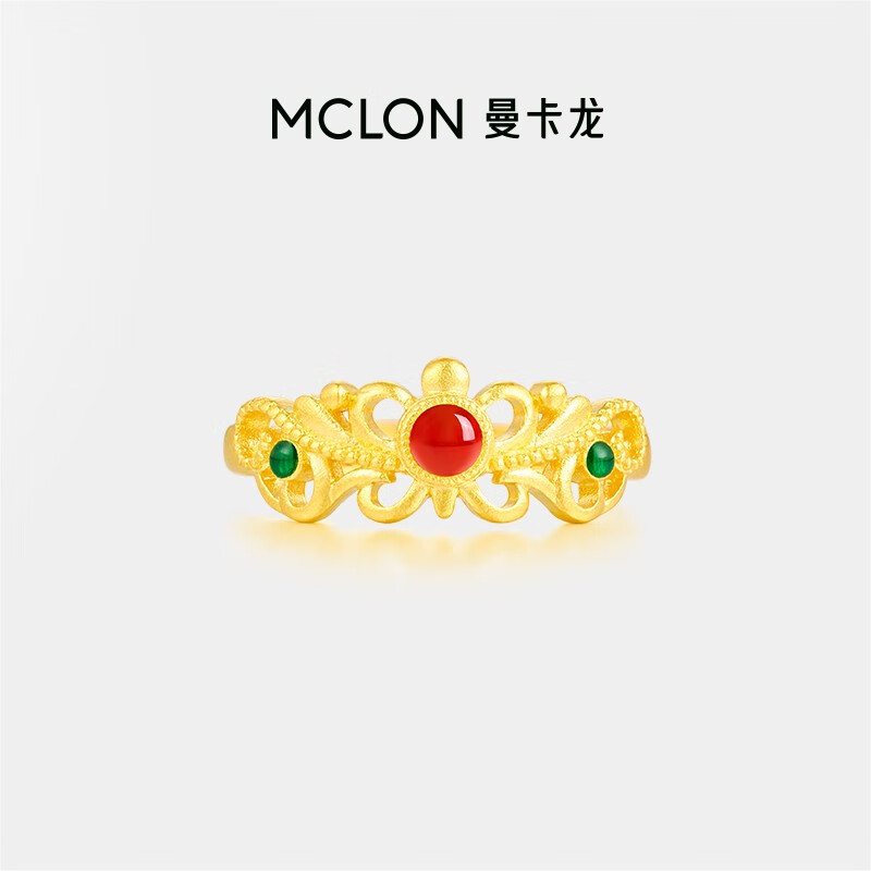 20点开始：MCLON 曼卡龙 足金黄金戒指 沐晴戒活动珐琅红绿搭配 约3.48g 1705.2元包邮