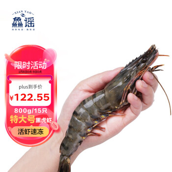 XIAN YAO 鱻谣 黑虎虾 大号 15只 800g