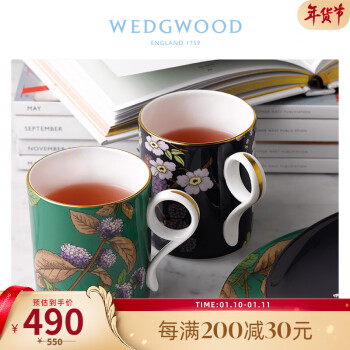 WEDGWOOD 威基伍德茶香花园马克杯骨瓷杯子咖啡杯茶杯水杯礼盒 绿茶薄荷马克杯