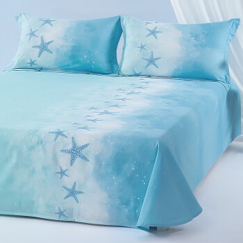 MERCURY 水星家纺 床单单件纯棉被单宿舍单人全棉宿舍床单160星蓝