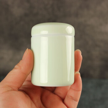 陶立方 迷你茶叶罐陶瓷罐储物罐小号糖果罐密封罐茶具配件 浅绿色