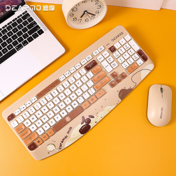 DEARMO 迪摩 MK8800无线键盘鼠标套装2.4g无线键鼠套装笔记本台式电脑键鼠套装 缤纷系列 焦糖牛乳