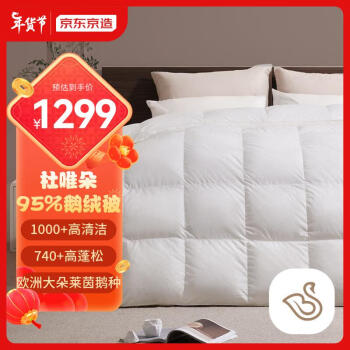 京东京造 Duvet D'oie杜唯朵羽绒被 95%国产鹅绒被子冬季1150g 2.2*2.4米