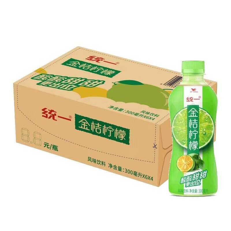 統(tǒng)一 金桔檸檬飲料 300ml*6瓶 券后3.9元