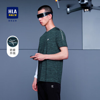 HLA 海澜之家 运动风短袖T恤圆领弹力透气T恤